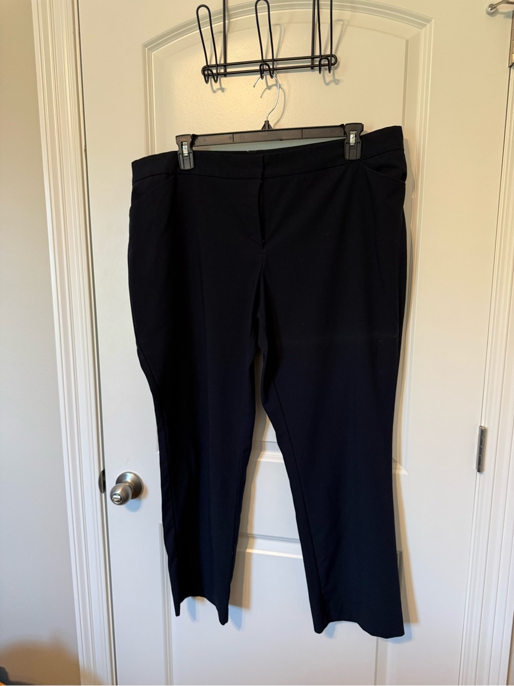 Roz & Ali Straight-Leg Button-Up Pants in Navy